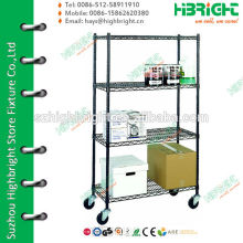 69 Inch High 4 Shelf Mobile Black Wire Units